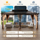 12' x 20' Double-Roof Hardtop Gazebo with Galvanized Steel Roof-Coffee by DirectDeals