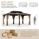 12' x 20' Double-Roof Hardtop Gazebo with Galvanized Steel Roof-Coffee by DirectDeals