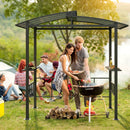 Hardtop Grill Gazebo with Vented Polycarbonate Roof Side Shelves-Black by LJGDeals