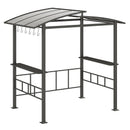 Hardtop Grill Gazebo with Vented Polycarbonate Roof Side Shelves-Black by LJGDeals