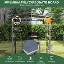 Hardtop Grill Gazebo with Vented Polycarbonate Roof Side Shelves-Black by LJGDeals