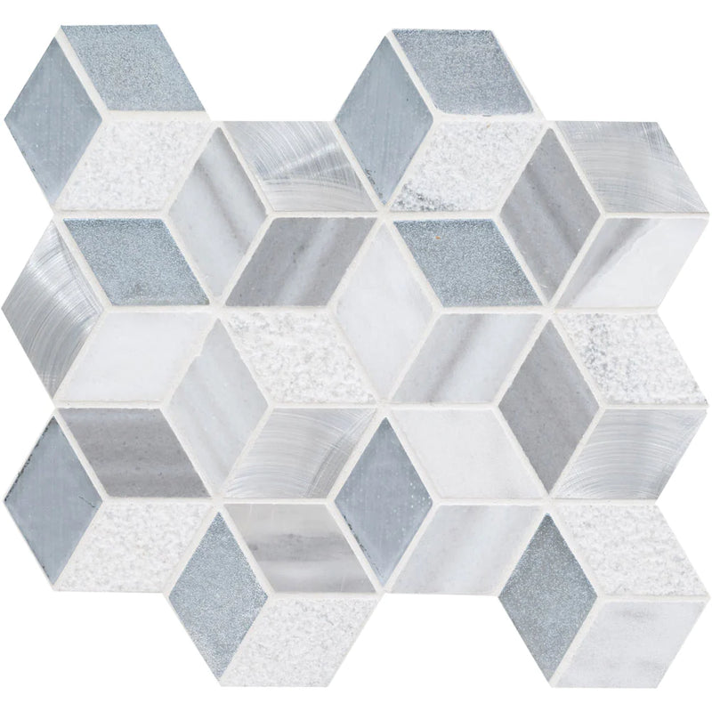 MSI Harlow Cube Glass Stone Metal Blend Mosaic Tile 11.58"x12.56"