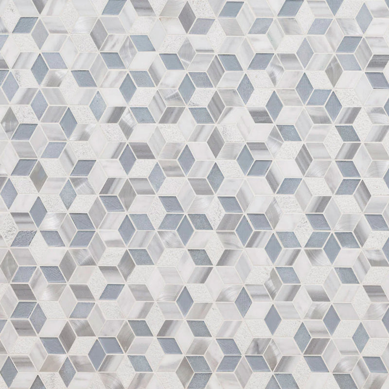 MSI Harlow Cube Glass Stone Metal Blend Mosaic Tile 11.58"x12.56"