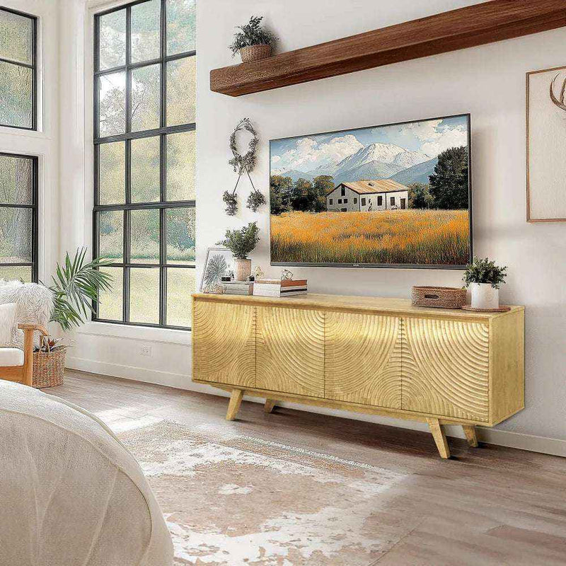 Acacia Harmony TV Stand with Storage for TVs up to 80 Inches