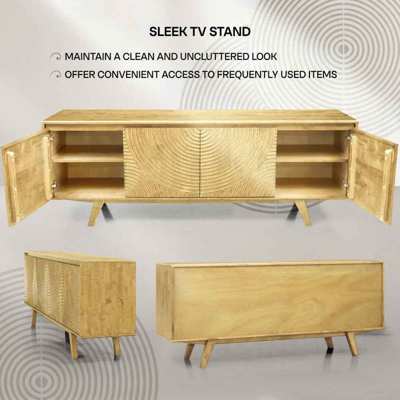 Acacia Harmony TV Stand with Storage for TVs up to 80 Inches