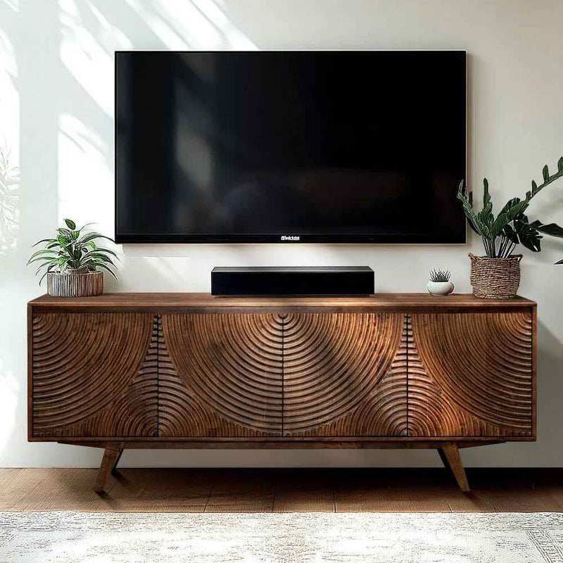 Acacia Harmony TV Stand with Storage for TVs up to 80 Inches