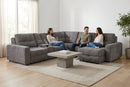 Haven Gunmetal 7-Piece Sleeper Sectional with Sliding Seats and Storage