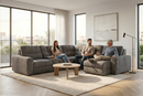 Haven Gunmetal 7-Piece Sleeper Sectional with Sliding Seats and Storage by Ornate Furniture
