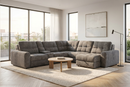 Haven Gunmetal 7-Piece Sleeper Sectional with Sliding Seats and Storage by Ornate Furniture