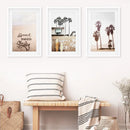 Boho Style Coastal Wall Decor. Good Vibes, Palm Trees, Surf by Wall Art Set
