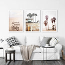 Boho Style Coastal Wall Decor. Good Vibes, Palm Trees, Surf by Wall Art Set
