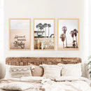 Boho Style Coastal Wall Decor. Good Vibes, Palm Trees, Surf by Wall Art Set