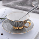 GobekUsa Elegant Gray Tea Cup Set: 200ml Porcelain Coffeeware with Gold Accents