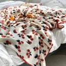 GobekUsa 3D Cherry Kids Wool Blanket - Kawaii Sweet Girl Crib Bedding