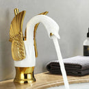 GobekUsa Golden Swan Bathroom Mixer Faucet - Deck Mount Basin Tap with One Handle