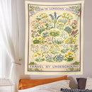 GobekUsa Botanical Wildflower Tapestry Wall Hanging Floral Print Identification Chart Wall Art