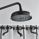 GobekUsa Black Brass Rainfall Shower Mixer Faucet Set with 8" Showerhead and Handshower