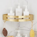 GobekUsa Aluminum Shower Shelf Brushed Gold Wall Mounted Bathroom Corner Shelf