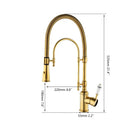 GobekUsa Golden Kitchen Faucet Vessel Sink Swivel Mixer Tap with Pull Down Spring