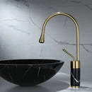 GobekUsa Brushed Gold Brass & Marble Bathroom Sink Faucet
