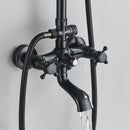 GobekUsa Black Brass Rainfall Shower Mixer Faucet Set with 8" Showerhead and Handshower