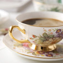 GobekUsa Elegant Floral Bone China Tea Cup Set 200ml - Premium Porcelain Teacup Saucer Spoon