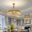 GobekUsa Golden Stainless Steel Crystal Chandelier | LED Round Oval Lustre Fixture