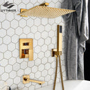 GobekUsa Gold Rain Shower Bath Faucet Wall Mounted Shower Set
