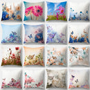GobekUsa Butterfly Flower Pillow Case: Colorful Animal Landscape Sofa Cushion Cover