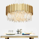 GobekUsa Crystal LED Chandelier: Adjustable Metal Hanging Lamp for Living Room, Dining, Bedroom