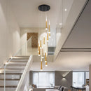 GobekUsa LED Spiral Chandelier Black Chrome Gold Pendant Light Modern Stairwell Lighting