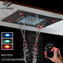 GobekUsa LED Luxury Ceiling Embedded Shower Head Rainfall Colorful Bathroom Showers 304SUS