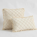 GobekUsa Corduroy Striped Pompom Pillowcase for Bedroom Sofa Living Room