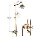 GobekUsa Antique Brass Shower Faucet with Ceramics Hand Spray and 8'' Rainfall Head