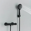 GobekUsa Black/Chrome Brass Thermostatic Shower Set with Wall Mount - Bathroom Accessories