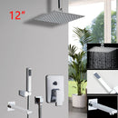 GobekUsa 8/16 Inch Chrome Shower Set with Rainfall Head, Ceiling Mount Mixer, Brass Faucet