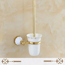 GobekUsa Gold & White Bathroom Accessories Set: Corner Shelf, Paper Holder, Towel Holder, Toilet Brush Holder, Towel Rack