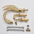 GobekUsa Golden Swan Basin Faucet Double Handle Hot Cold Mixer Tap for Bathroom