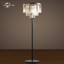 GobekUsa Industrial Crystal LED Floor Lamp Chrome Black Metal Standing Light