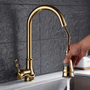 GobekUsa Gold Kitchen Faucet Pull Out Swivel Water Mixer Tap Single Handle Sink