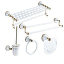 GobekUsa Gold & White Bathroom Accessories Set: Corner Shelf, Paper Holder, Towel Holder, Toilet Brush Holder, Towel Rack