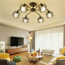 GobekUsa Black Iron Cage Chandelier: Adjustable Spider Design Modern Ceiling Lamp