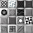 GobekUsa Geometric Star Print Pillow Cover for Home Decor - Black & White Square Texture