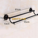 GobekUsa Antique Black Brass Double Towel Bar 30-60cm - YT-12298-H