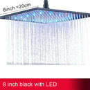 GobekUsa 16" Square LED Light Rainfall Shower Head - Color Changing Brass Showerhead