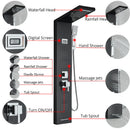GobekUsa Black Rainfall Shower Panel Set with Massage System and Temperature Screen