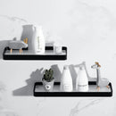 GobekUsa Black Glass Bathroom Shelf Corner Rack, Aluminum Cosmetic Shelf for Shower Room