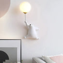 GobekUsa Blue Pink Bear Wall Lamp for Kids Bedroom, 3D Moon Lighting, G9 Bulb