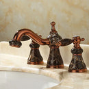 GobekUsa Gold Brass Jade 3 Hole Widespread Basin Faucet with Double Handle