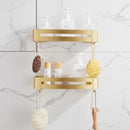 GobekUsa Aluminum Shower Shelf Brushed Gold Wall Mounted Bathroom Corner Shelf